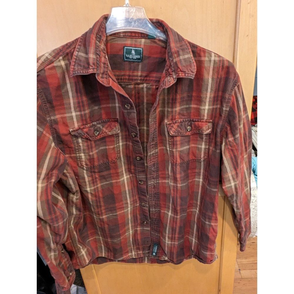 GH Bass & Co. Men’s medium Cotton Polyester Red Explorer Short Sleeve Button - Picture 1 of 2